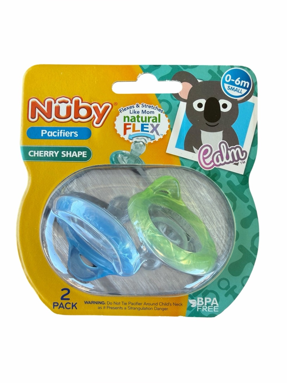 NUBY Calm Cherry Shape Silicone Pacifier Set 0-6M Small Blue Green 2016 NIP